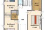 2F間取り図：広々とした主寝室やホールがある使いやすい間取りです。